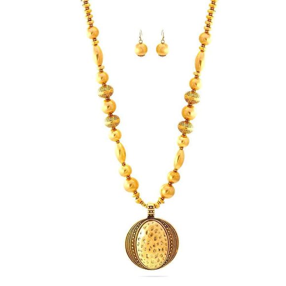 SHAMA GOLD PLATED COUND CUT NECKLACE - Picture 1 of 1